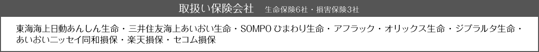 取扱い保険会社 生命保険6社・損害保険3社